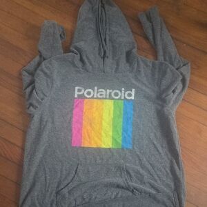 Polaroid Charcoal Hoodie with Vibrant Logo